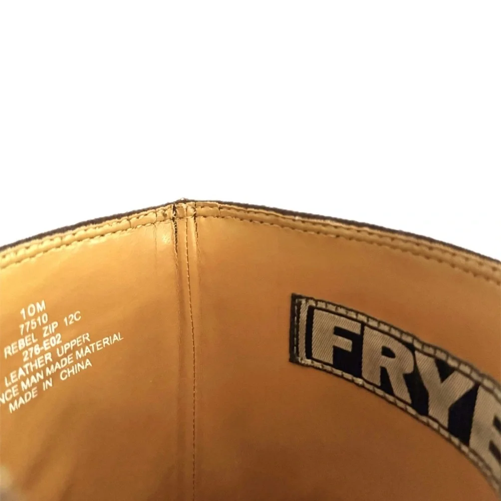 SOLD FRYE Vintage Rebel Zip Platform Chunky Square Toe Tall Brown Leather Boots - Picture 4 of 6